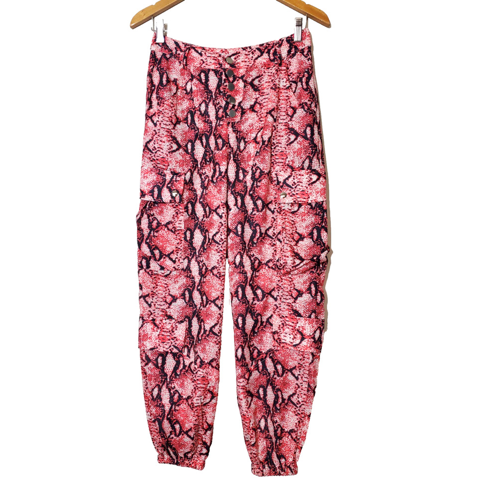 Lioness REVOLVE Womens Small Jogger Cypress Pants‎ Cargo Pockets RED Python - Picture 2 of 11